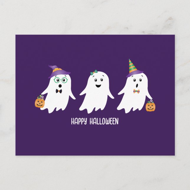 Frohe Halloween-Geistertrick oder -Behandlung Postkarte (Vorderseite)