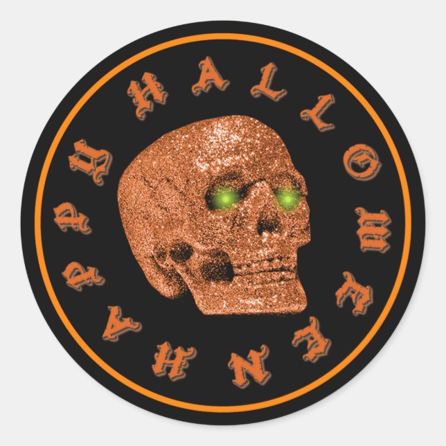 Frohe Halloween Glitzer Skull Stickers (Vorderseite)