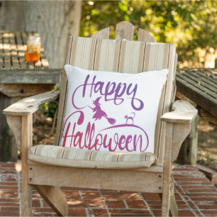 Frohe Halloween-Gradient-Hexenkatze Kissen