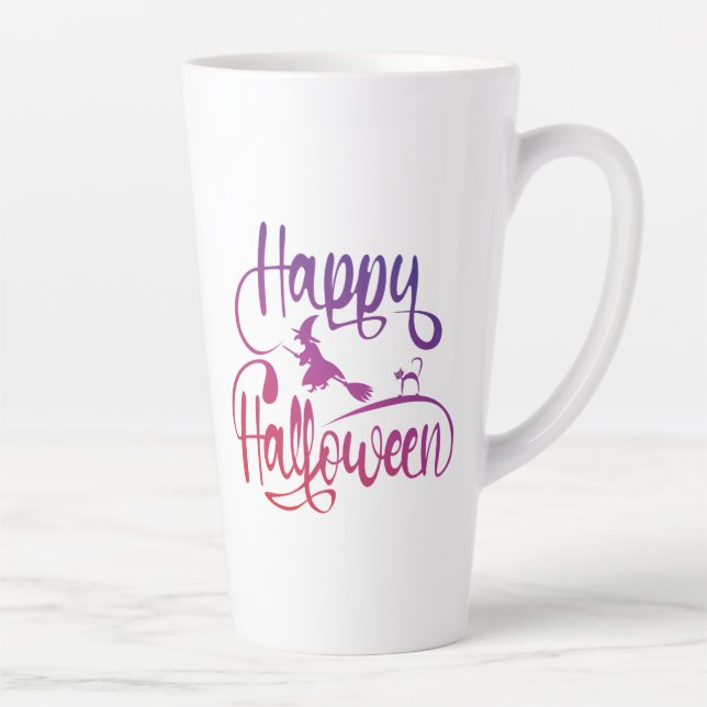 Frohe Halloween-Gradient-Hexenkatze Milchtasse (Rechts)