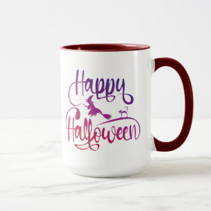 Frohe Halloween-Gradient-Hexenkatze Tasse