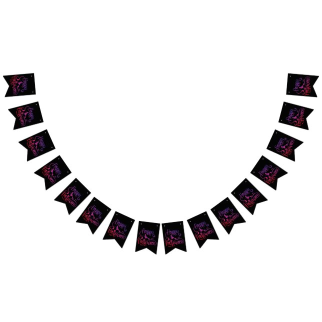 Frohe Halloween-Gradient-Hexenkatze Wimpelkette (Alle)