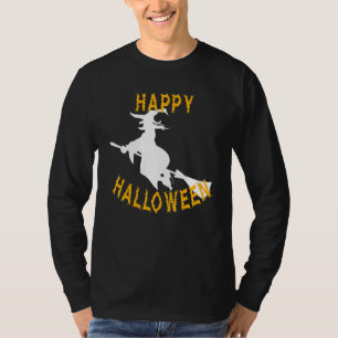 Frohe Halloween-Hexe fliegt auf dem Zimmer T-Shirt