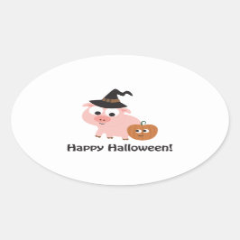 Frohe Halloween! Hexe Ovaler Aufkleber