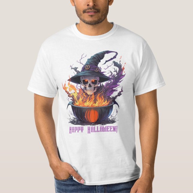 Frohe Halloween! Hexen Skull T-Shirt (Vorderseite)