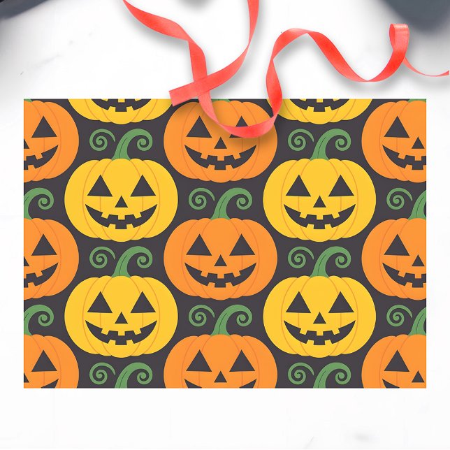Frohe Halloween Jack-O'-Lanterns & Swirling Vines Seidenpapier (Von Creator hochgeladen)