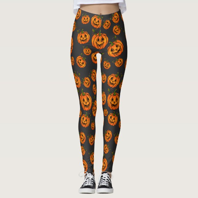 Frohe Halloween-Jack-o-Laterne, Trick-to-Leckerei Leggings (Vorderseite)