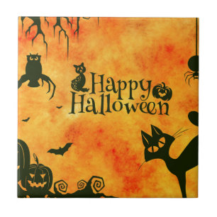 frohe halloween katze fliese