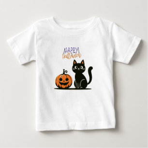 Frohe Halloween-Katze & Kürbis Baby T-shirt