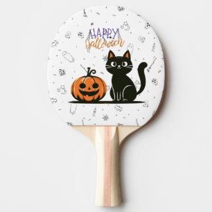 Frohe Halloween-Katze & Kürbis Tischtennis Schläger