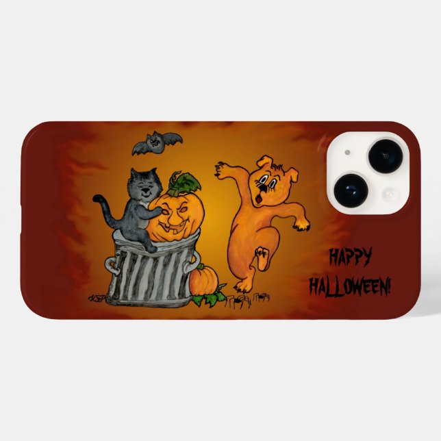 Frohe Halloween! Katzen-Hund und Spider Case-Mate iPhone Hülle (Rückseite (Horizontal))