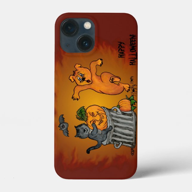 Frohe Halloween! Katzen-Hund und Spider Case-Mate iPhone Hülle (Rückseite)
