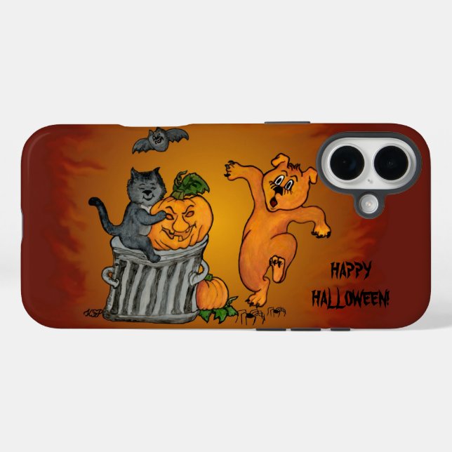Frohe Halloween! Katzen-Hund und Spider Case-Mate iPhone Hülle (Rückseite (Horizontal))