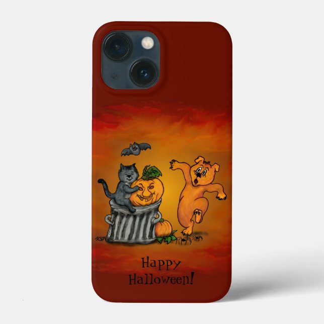 Frohe Halloween! Katzen-Hund und Spider Case-Mate iPhone Hülle (Rückseite)