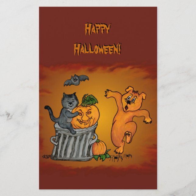 Frohe Halloween! Katzen-Hund und Spider Flyer (Vorne)