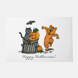 Frohe Halloween! Katzen-Hund und Spider Fußmatte