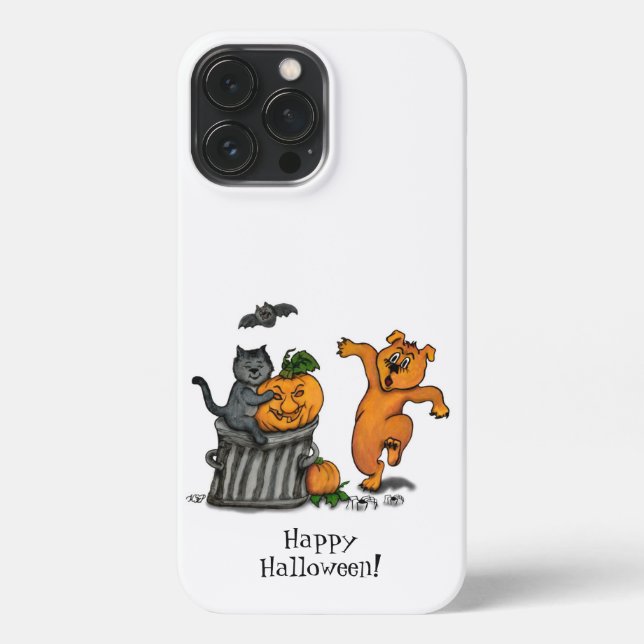 Frohe Halloween! Katzen-Hund und Spider iPhone Hülle (Rückseite)
