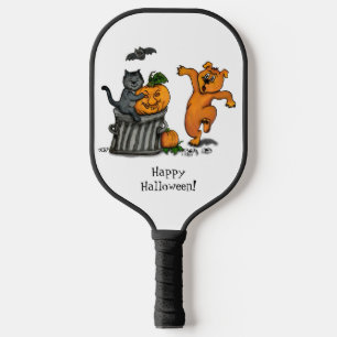 Frohe Halloween! Katzen-Hund und Spider Pickleball Schläger