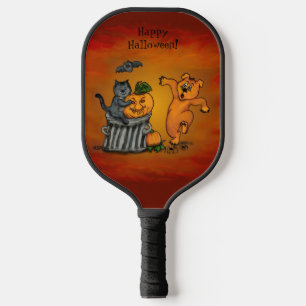 Frohe Halloween! Katzen-Hund und Spider Pickleball Schläger