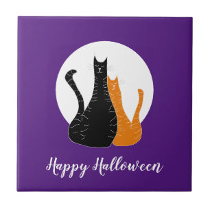 Frohe Halloween Katzen Vollmond Fliese