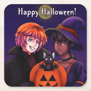 Frohe Halloween-Kostüme Rechteckiger Pappuntersetzer