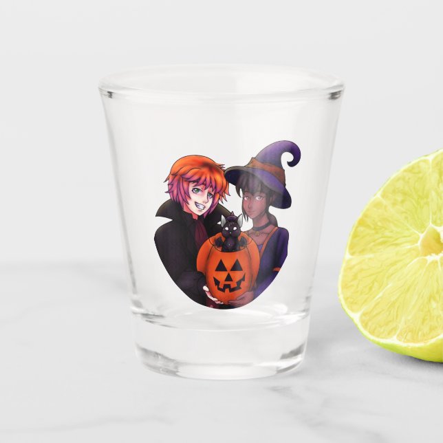 Frohe Halloween-Kostüme Schnapsglas (Vorderseite)
