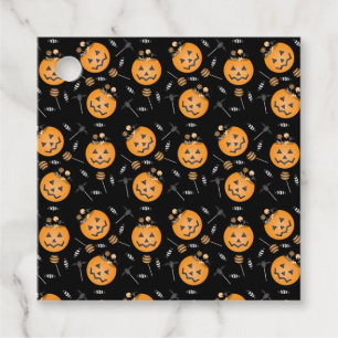 Frohe Halloween-Kürbistrick oder Treateimer Geschenkanhänger