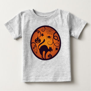 Frohe Halloween Laternenschwarze Katzen Spinnen un Baby T-shirt