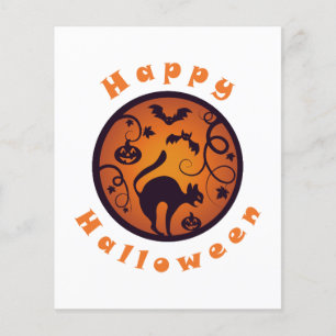 Frohe Halloween Laternenschwarze Katzen Spinnen un Flyer