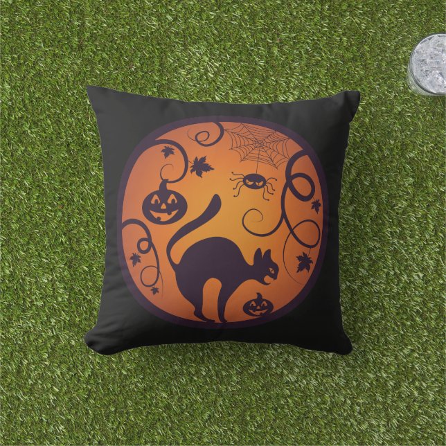Frohe Halloween Laternenschwarze Katzen Spinnen un Kissen (Golfball-Marker)