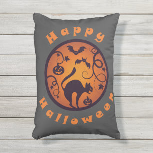 Frohe Halloween Laternenschwarze Katzen Spinnen un Kissen Für Draußen