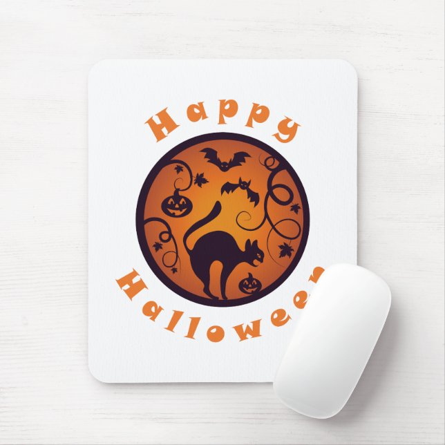 Frohe Halloween Laternenschwarze Katzen Spinnen un Mousepad (Mit Mouse)