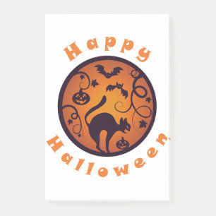 Frohe Halloween Laternenschwarze Katzen Spinnen un Post-it Klebezettel