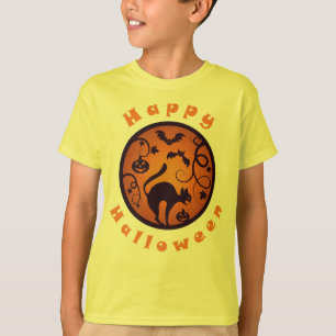 Frohe Halloween Laternenschwarze Katzen Spinnen un T-Shirt