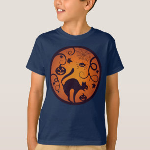 Frohe Halloween Laternenschwarze Katzen Spinnen un T-Shirt