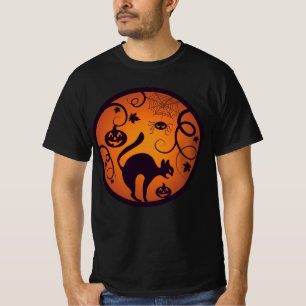 Frohe Halloween Laternenschwarze Katzen Spinnen un T-Shirt