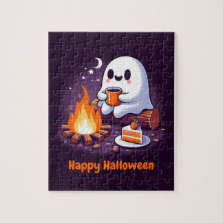 Frohe Halloween mit Geist trinken Kaffee Puzzle