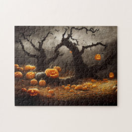 Frohe Halloween mit Kürbissen. Puzzle