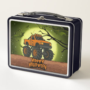 Frohe Halloween Monster Truck mit Fledermäusen und Metall Brotdose