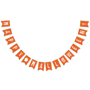 Frohe Halloween Orange & White Ghost Jagdflagge Wimpelkette