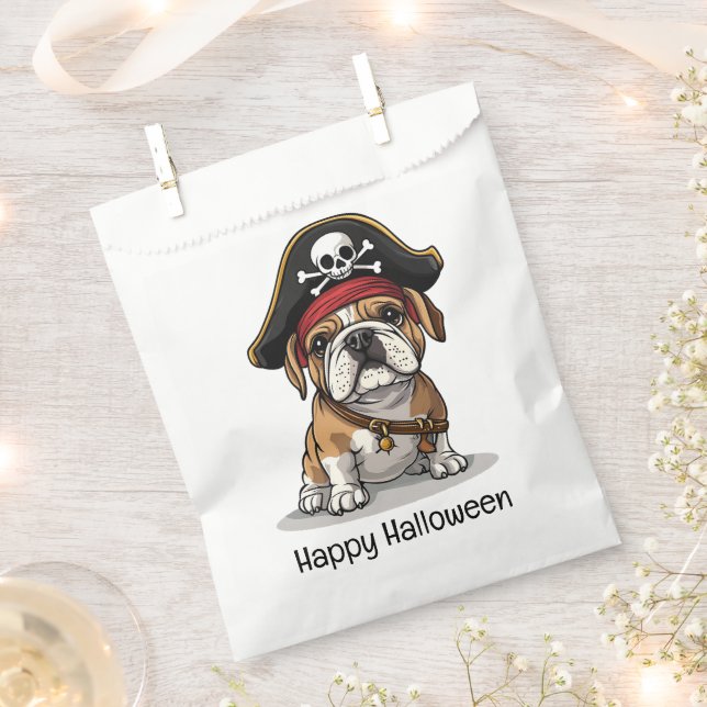 Frohe Halloween Pirate English Bulldog Skull Geschenktütchen (Ausgeschnitten)