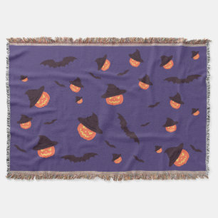 Frohe Halloween Pumpkin & Bats Throw Blanket Decke