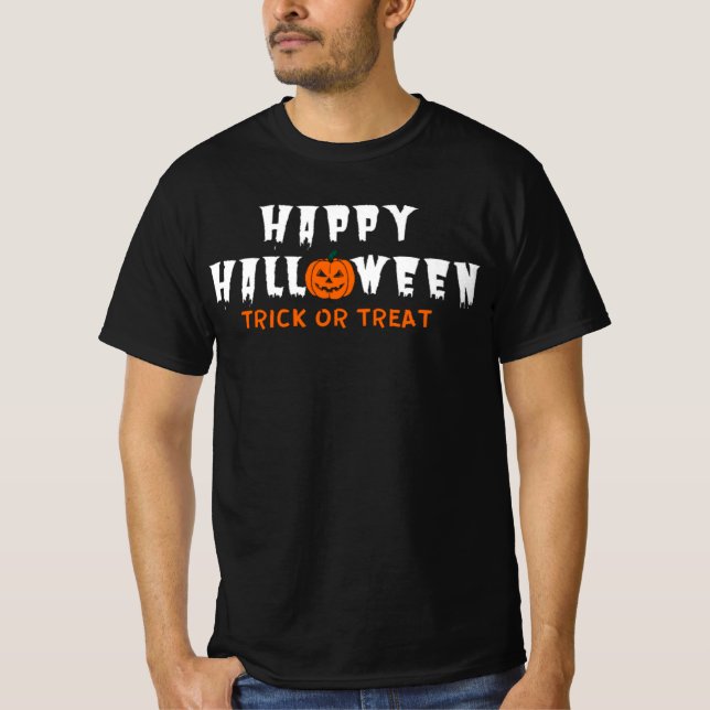 Frohe Halloween Pumpkin Trick oder Treat T - Shirt (Vorderseite)