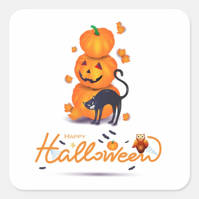 Frohe Halloween! Quadratischer Aufkleber (Vorderseite)