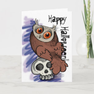 Frohe Halloween! Scardy Owl Skull~cards Karte