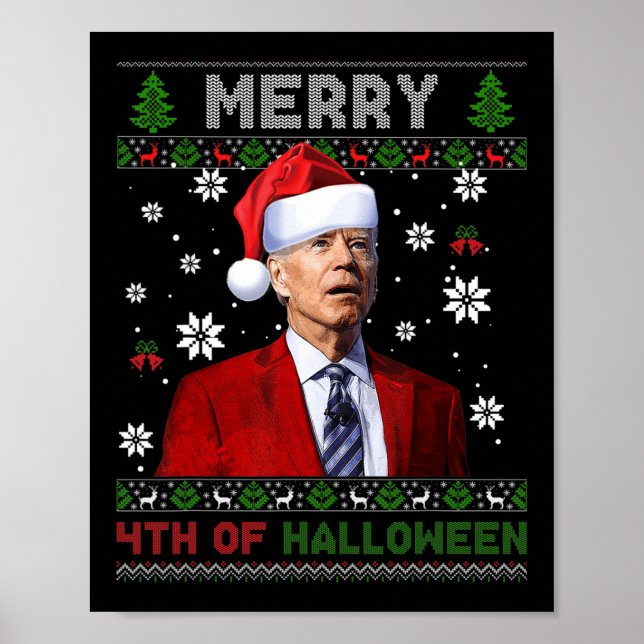 Frohe Halloween Spaß Biden Ugly Weihnachten Poster (Vorne)