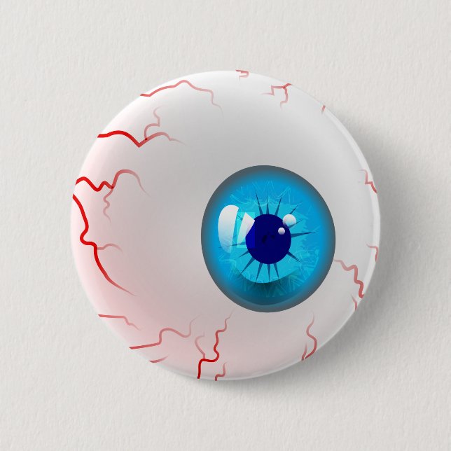 Frohe Halloween! Spooky Blue Eyeball Button (Vorderseite)