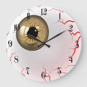 Frohe Halloween! Spooky Brown Eyeball Große Wanduhr
