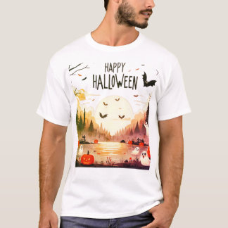 Frohe Halloween Spooky Forest Geister und Pumpkins T-Shirt