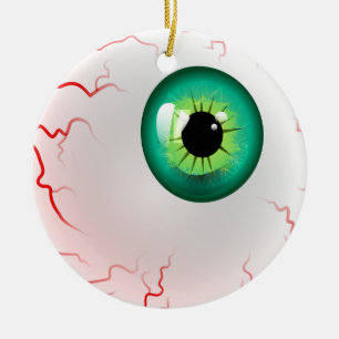 Frohe Halloween! Spooky Green Eyeball Keramik Ornament